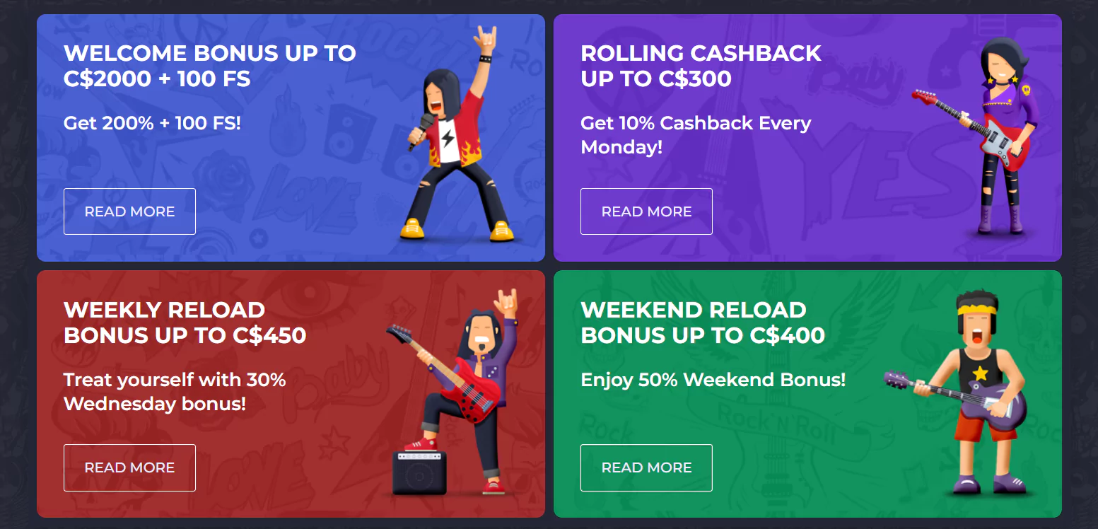 Screenshot of Bonuses 10$ Minimum Deposit Casino from Rolling Slots Official Website