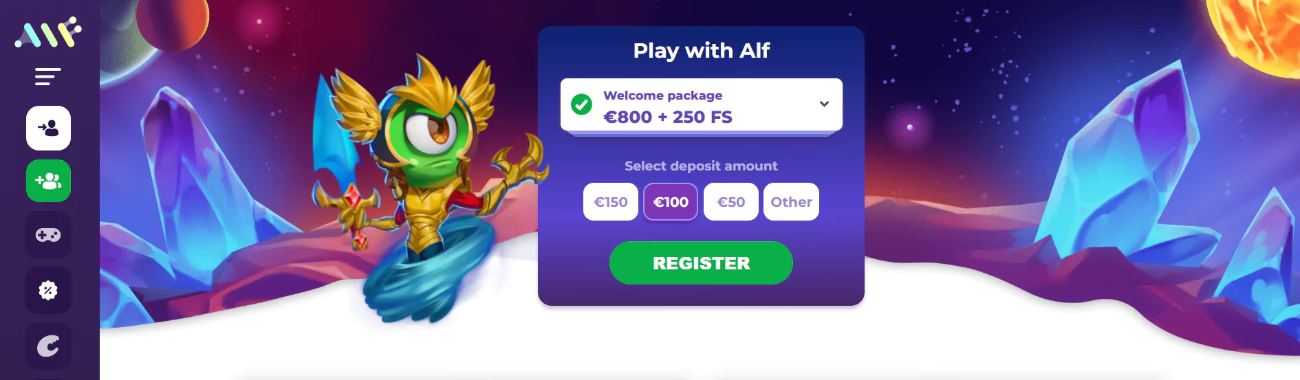 Screenshot of Online Casino with Bitcoin Deposit Methods - Alf Casino