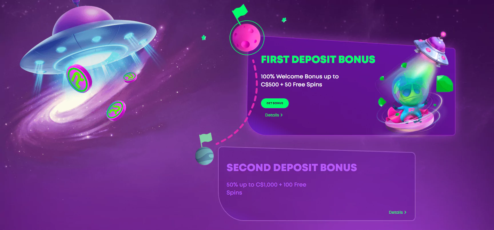 Screenshot of Welcome Bonus in Canadain Paypal Online Casino