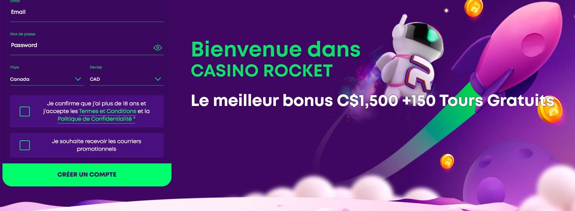 Rocket Casino registration