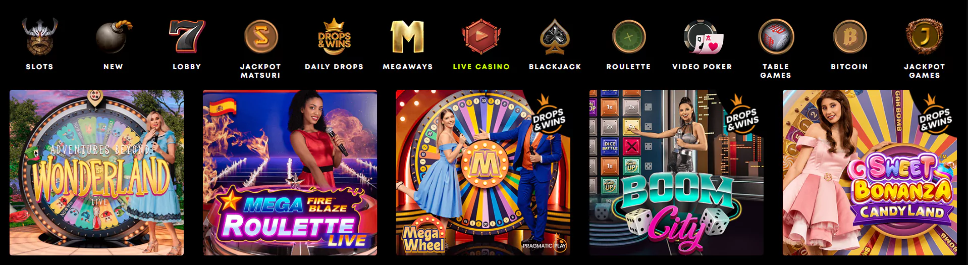 Live Casino Games at Spin Samurai - Screenshot From Official Website